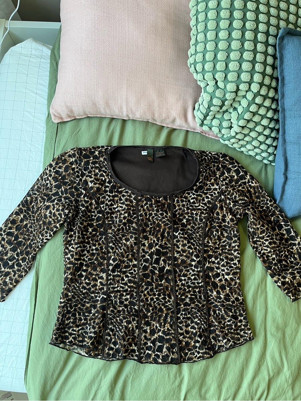 Leopard Print Mock Corset Scoop Neck Top